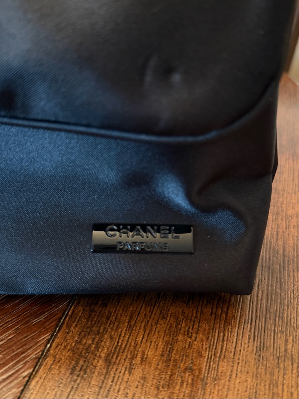 Chanel Parfums Black Satin Cosmetic Bag Makeup Pouch - Picture 2 of 5
